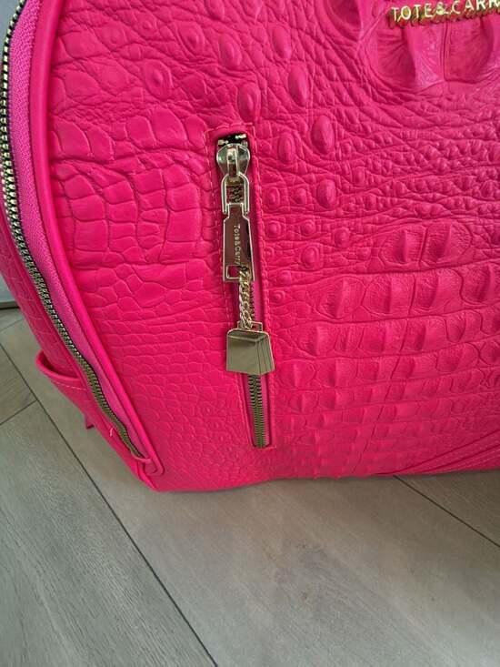 Tote & Carry Apollo 1 Crocodile Embossed Backpack in Neon Pink main image 4